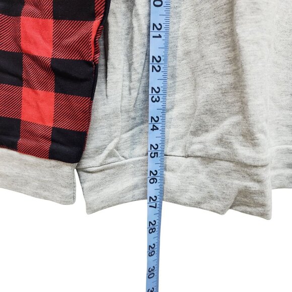 Christmas Graphic Raglan Womens Shirt Plaid Sleeves Gray/Red Size 2XL Womens Top - Picture 5 of 6